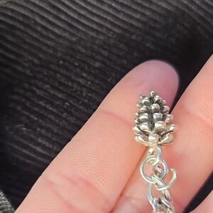 Silver Pinecone Charm Bracelet